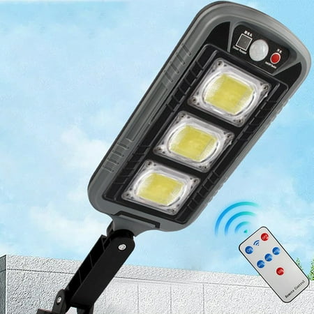 

Hesxuno COB Outdoor Solar Street Light 3 Light Modes Waterproof Motion Sensor Infrared Remote Control Sensor Lithium Battery Ultra-long Life Garden Security Lighting