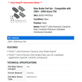 thumbnail image 2 of Rear Brake Pad Set - Compatible with 2004 - 2008 Acura TSX 2005 2006 2007, 2 of 2