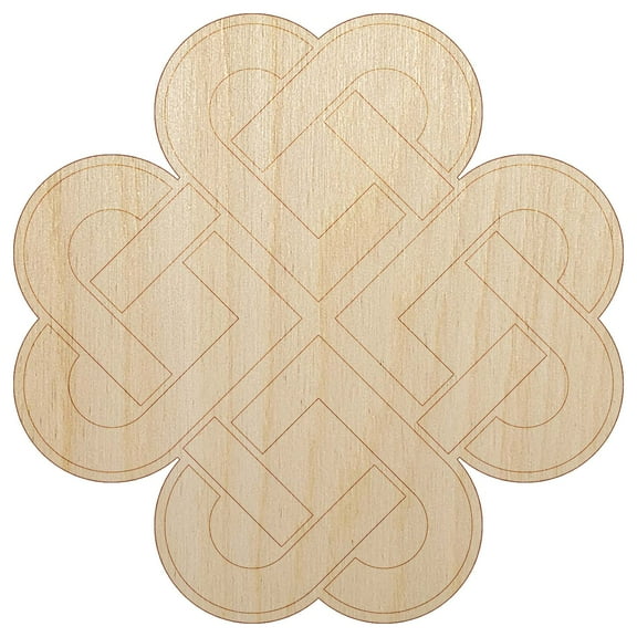 Celtic Shamrock Knot Silhouette Wood Shape Unfinished Piece Cutout Craft DIY Projects - 4.70 Inch Size - 1/8 Inch Thick