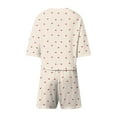 thumbnail image 4 of XIAOCHA Women's Cherry Print Pajama Set Loose Short Sleeve Crew Neck Sleepwear Cozy Playful Loungewear Pajamas Set, 4 of 7