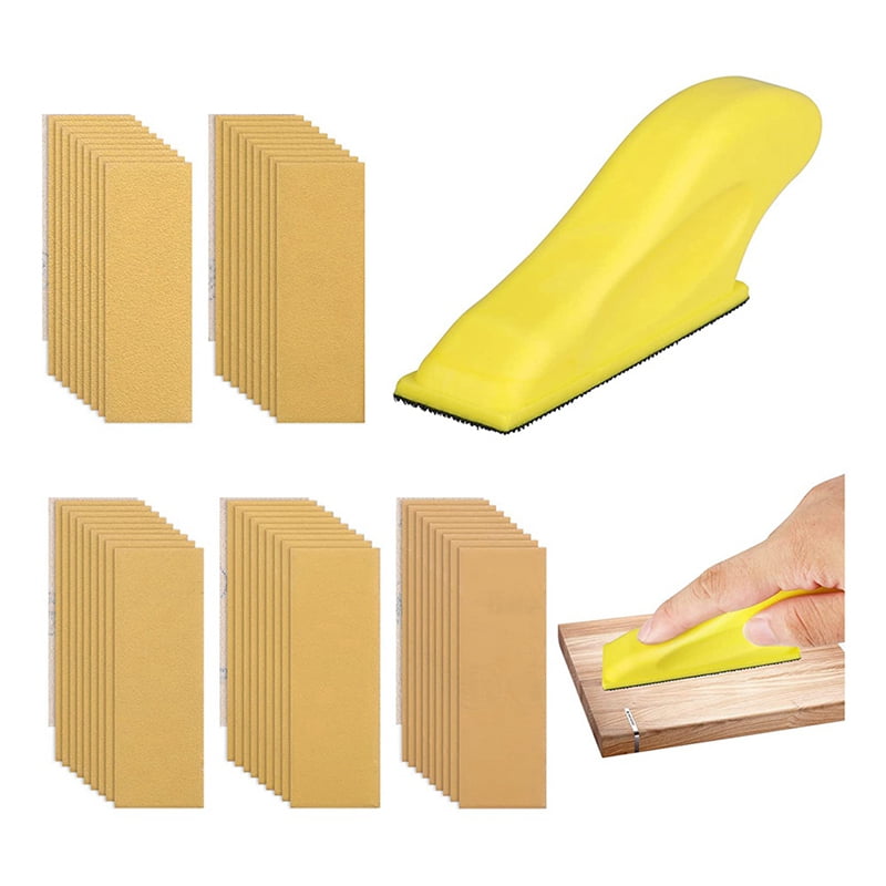 Sander Kit for Detail Sanding, Mini Handle Sanding Tool & 50Pcs