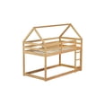 thumbnail image 6 of Jopath Twin over Twin Floor Bunk Bedwith Ladder and Guardrails, House-Shaped-Bunk Bed for Boys Girls Natural, 6 of 9