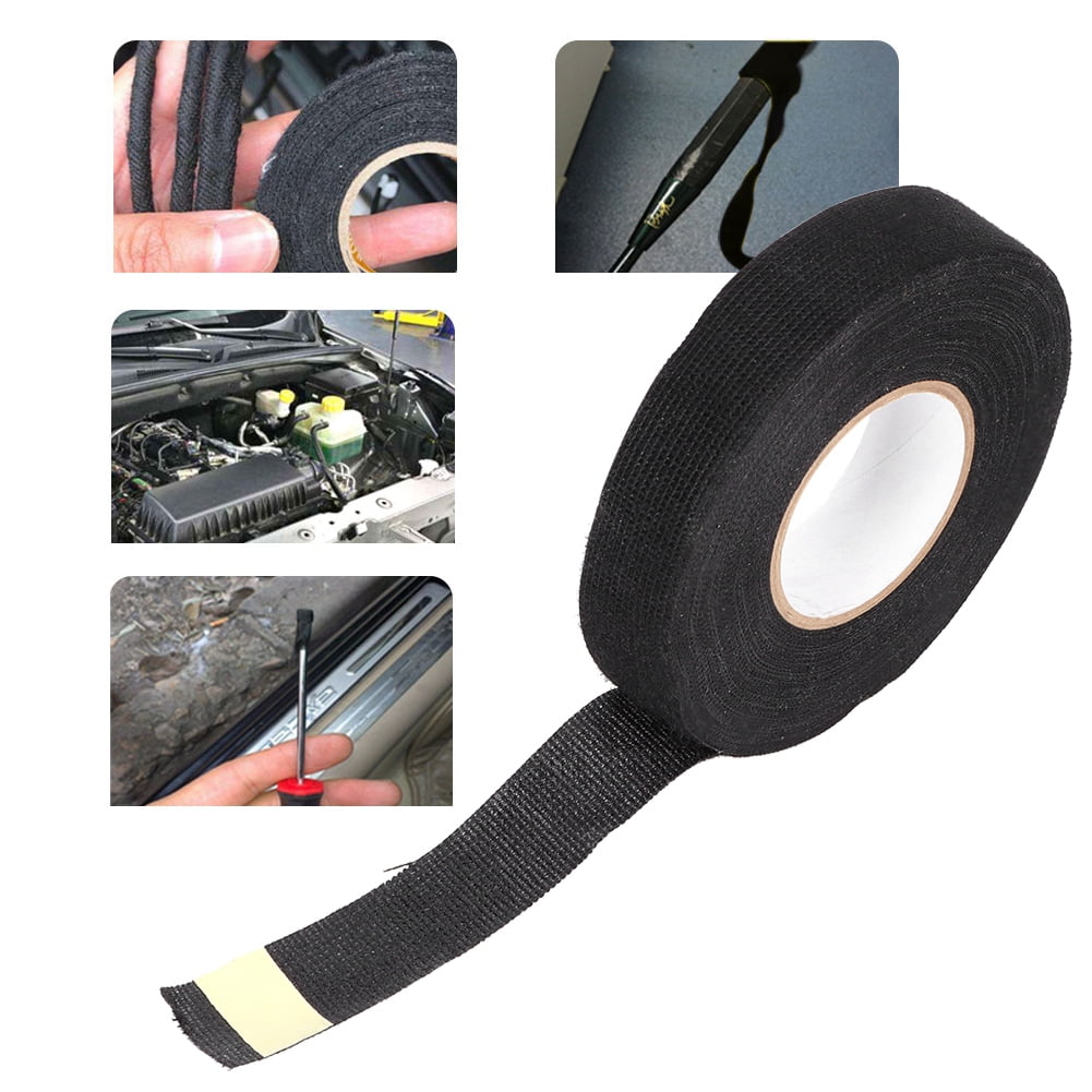 15mx19mm Cloth Adhesive Fabric Black Tape Insulation Wiring Harness for Car Tool 