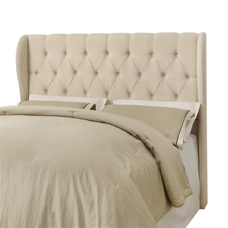 Bowery Hill Upholstered King Headboard in Beige