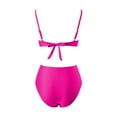 thumbnail image 7 of TOWED22 Women's Bikini Sets Two Piece Swimsuit High Waisted V Neck Twist Front Adjustable Spaghetti Straps Bathing Suit(Hot Pink,S), 7 of 7