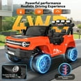 thumbnail image 4 of Farmdex 24V Ride on Toys with Remote Control, 2 XL Seater Electric Truck Car for Kids w/ 22'' Large Seat, 4WD/2WD Switchable, Powered Ride on Cars w/ Bluetooth, LED Lights, 3 Speeds, 4 x 200W, Red, 4 of 12