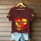 thumbnail image 4 of Women's Germany Football Graphic T-Shirt, V-Neck Casual Letter Print T-Shirt, Fashion Short Sleeve Graphic Tee, Summer Daily Lightweight Tops for Soccer Tournament 2026 Wine Size: M, 4 of 4