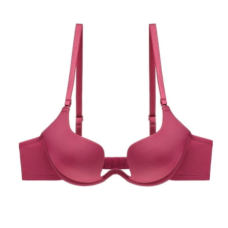 Ploknplq Push Up Bra backless Bra balconette Bras for Women pushup Bras for Women women s Deep V Sexy Gathered Bra Hanging Neck Back U Shaped Back Bra brassiere for Women Red 80b Red S