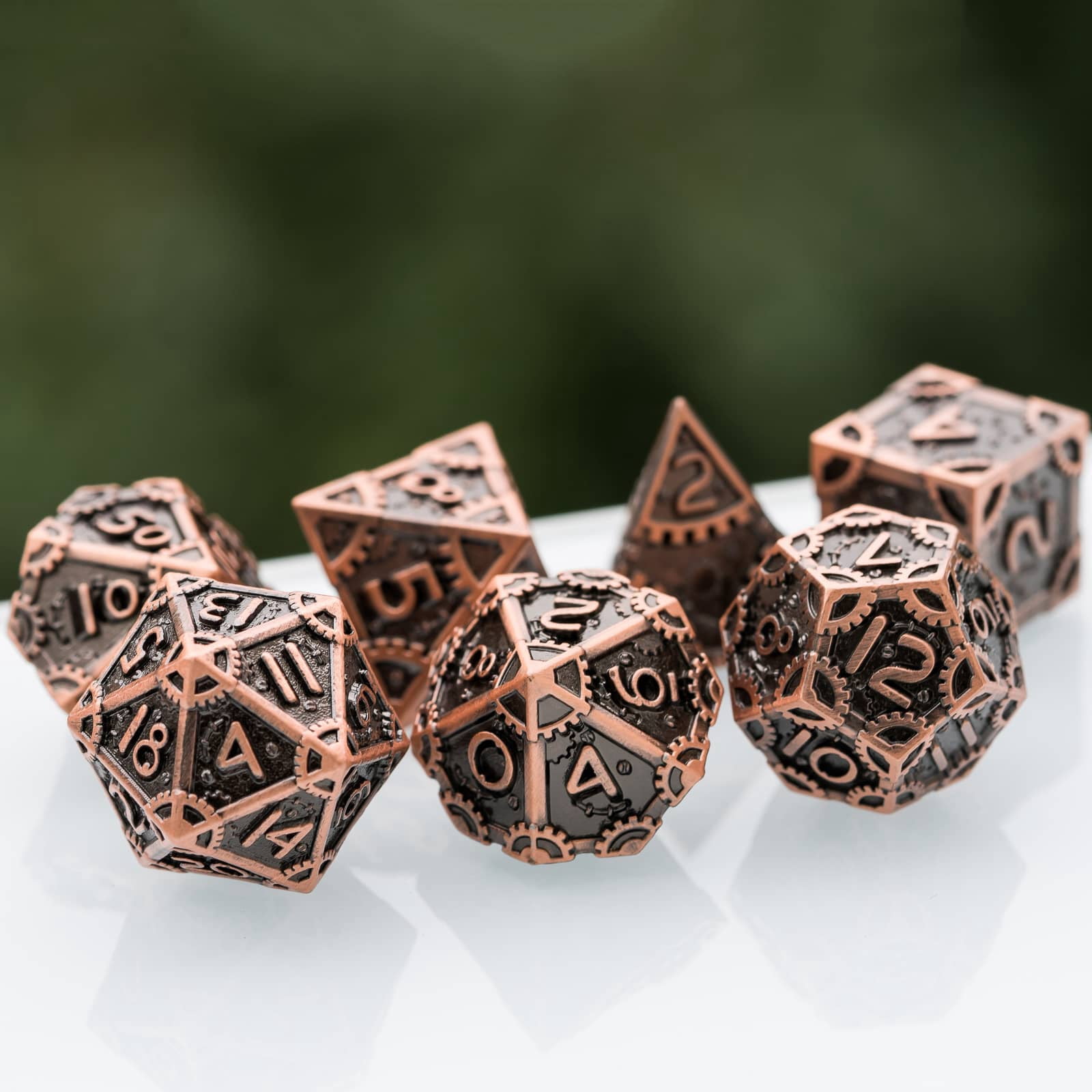 Cusdie 7 PCS/SET DND Metal Dice, Steampunk Polyhedral D&D Dice Set, Metal Dice Set for Role Playing Game D&D Dice MTG Pathfinder