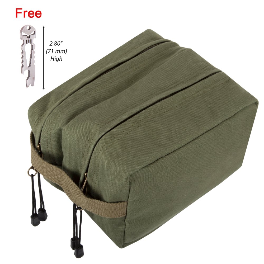 Army Force Gear Canvas Dual Compartment Travel Toiletry Bag with FREE