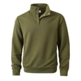 thumbnail image 3 of Timoontee Mens Sweatshirt Fall Long Sleeve Sweatshirts Casual Mock Neck Tops Spring Tops Quarter Zip Pullover with Patch Sleeves Army Green M, 3 of 8
