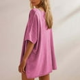 thumbnail image 5 of Breezora Oversized Cotton Tee for Women Soft Breathable Short Sleeve Crewneck Tshirt Trendy Relaxed Fit Summer Essential Top XL Size Pink, 5 of 5