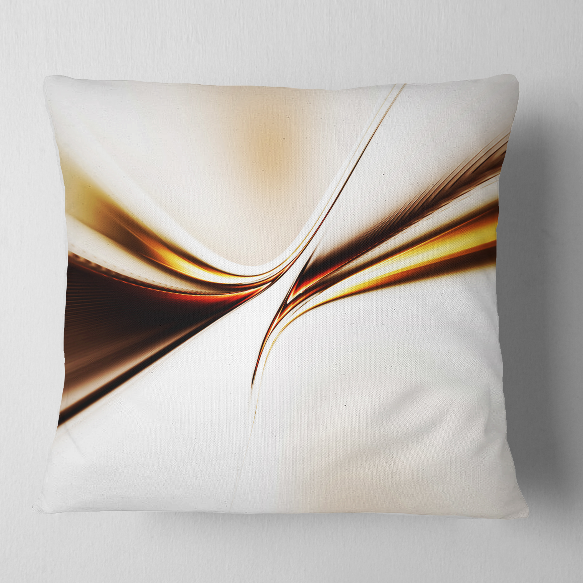 Designart Dynamic Golden Waves - Abstract Throw Pillow - 16x16