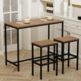 thumbnail image 2 of Aklaus Bar Table and Chairs Set 44" Dining Table Set Pub Bar Table with 2 Stools 3-Piece Kitchen Breakfast Table Set for Living Room Dining Room Sturdy Metal FrameBrown, 2 of 16