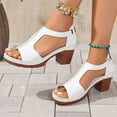thumbnail image 4 of LOVZFMLL Women's Chunky Block Heel Sandals Fashion Open Toe Ankle Strap Heels for Summer Casual Outdoor Walking Beach Vacation White 6, 4 of 8