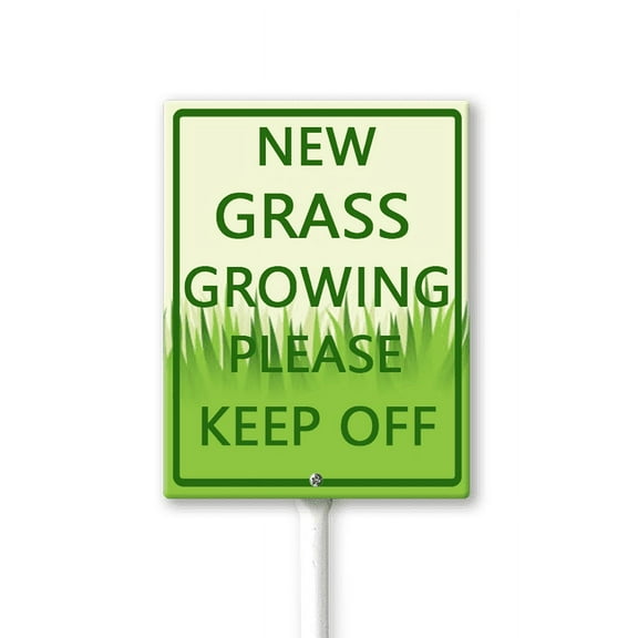 Eveokoki New Grass Growing Keep Off Yard Sign with Stakes 8x12Inches, Sturdy Aluminum Yard Signs Rust Free, Keep Off The Grass Yard Sign, Stay Off Grass Signs, Easy to Install