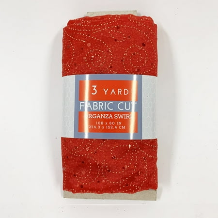 Shason Textile 55" Nylon Organza Swirl Fabric 3 Yards Precut, Red