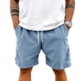 thumbnail image 7 of Dwelliawo Men's Casual Corduroy Short Lightweight Elastic Waist Corduroy Shorts Travel Relaxed Fit Wide Leg Shorts Pant Knee Length Drawstring Short Blue XL, 7 of 7