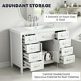 thumbnail image 3 of Christopher Knight Home 47" Bathroom Vanity Base Cabinet Only, 2 Doors and 8 Drawers, Soft Close Storage, White, 3 of 12