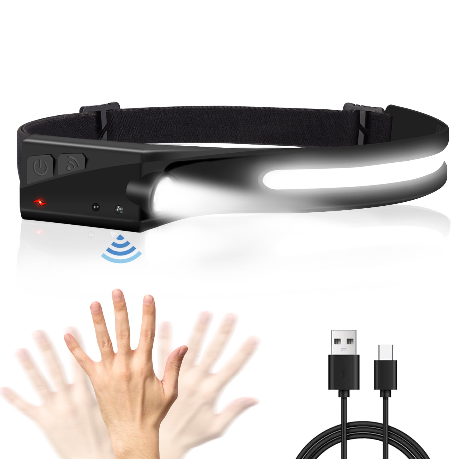 Headlamp Flashlight, Rechargeable LED Headlamps 1200Lumens COB 230°Wide Beam Headlight with