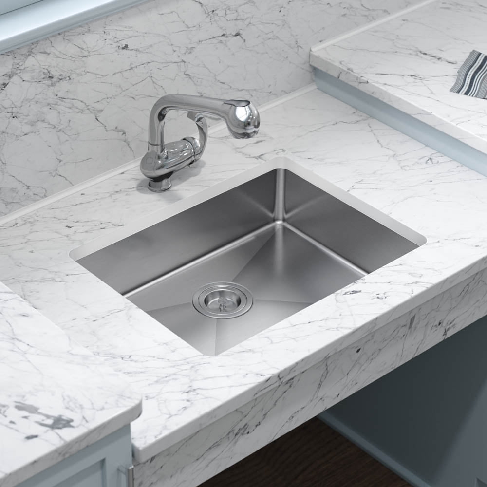 ADA1823 18 Gauge Single Bowl Stainless Steel Kitchen Sink, and White