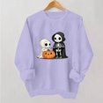 thumbnail image 4 of Hurxie Women's Halloween Skull Graphic Sweatshirt Skleton Crewneck Outfits,Casual Long Sleeve Hoodie Party Sweatshirt, 4 of 5