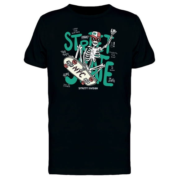 Cool Skeleton Skateboarding T-Shirt Men -Image by Shutterstock, Male 3X-Large