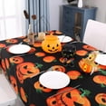 thumbnail image 4 of Black Halloween Tablecloth, Orange Pumpkin Haunted Table Cover for Halloween, Dinner Parties and Scary Nights Decorations, Easy Care Wipeable and Reusable (60 X 84 INCH, Rectangle), 4 of 6