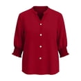 thumbnail image 6 of Kaemgyyd Button Down Shirts for Women Trendy 3/4 Length Sleeve Business Casual Blouses Loose Fit V Neck Summer Tops, 6 of 6