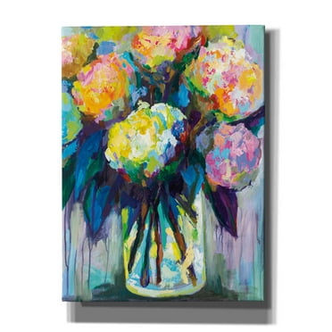 Epic Graffiti "Full of Hydrangeas" by Jeanette Vertentes, Canvas Wall Art, 40"x54"