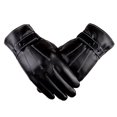 thumbnail image 4 of Guantes de cuero con pantalla táctil para hombre, guantes de cuero negros para ciclismo, motocicleta y invierno frío, 4 of 4