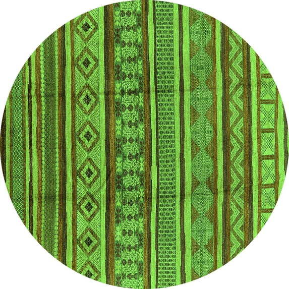 Ahgly Company Indoor Round Oriental Green Industrial Area Rugs, 8' Round