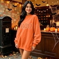 thumbnail image 4 of IAJDKMEK Womens Sweatshirt Halloween Print Top — Round Neck Loose Long Sleeve, Fall Tops for Women Festive Pullover,Orange L, 4 of 6