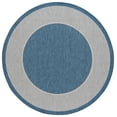 thumbnail image 2 of SAFAVIEH Beach House Wasif Bordered Indoor/Outdoor Area Rug, Blue/Ivory, 6'7" x 6'7" Round, 2 of 13