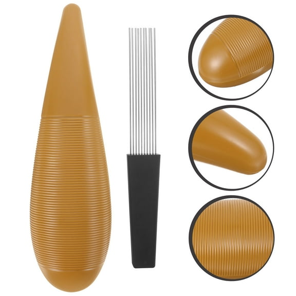 FRCOLOR 1 Set Cylinder Guiro Instrument Musical Guiro Percussion Instrument with Scraper