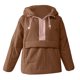 thumbnail image 3 of Chaquetas y abrigos casuales de manga larga sin capucha para mujer, jersey de cuello redondo, chaqueta acolchada de manga larga, holgada, con media cremallera y capucha con cordón ajustable., 3 of 6
