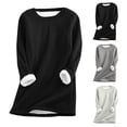 thumbnail image 2 of idosla Women Warm Sherpa Lined Fleece Crewneck Sport Sweatshirt Pullover Loungewear (Dark Gray, L), 2 of 7