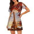 thumbnail image 4 of Salouo Eiffel Tower Print Short Sleeve Sleepshirt for Womens Comfy Nightgown Scoopneck Cute Nightdress Ruffle -Large, 4 of 7