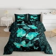 thumbnail image 3 of Manfei Dreamy Green Butterfly Queen Comforter Set, Couple Romantic Anniversary Bedding Sets, Tribal Paisley Reversible Bedding Comforter Set, Microfiber Bedroom Decor, 3-Piece, 3 of 9