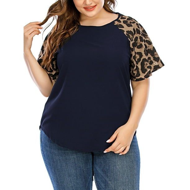 Colisha - Colisha Summer Plus Size Short Sleeve Tops Blouse for Comfy Leopard Printed T-Shirts Plus Size Casual Baggy - Walmart.com - Walmart.com