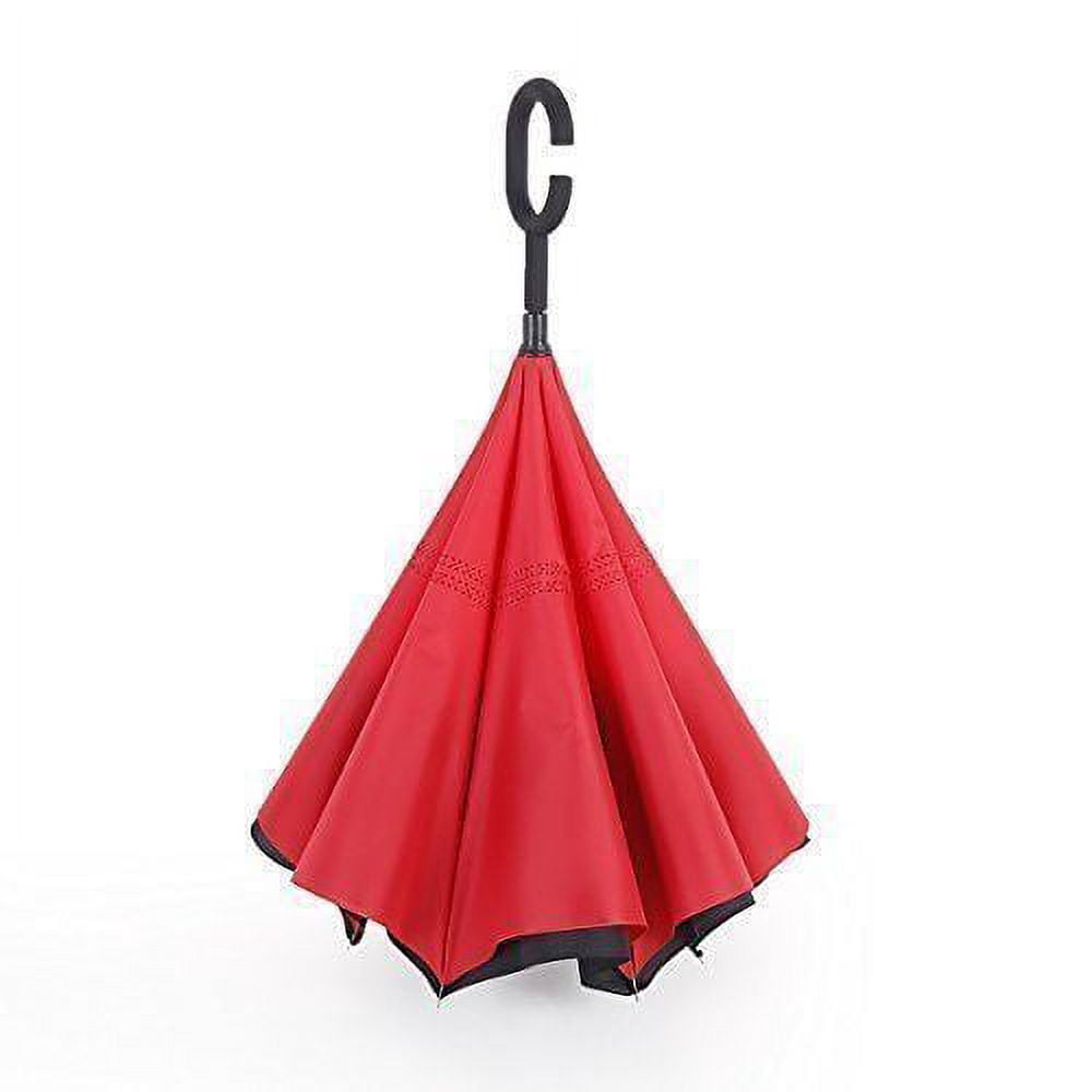 Set of 2 Adult Inverted Umbrellas, Windproof Reverse Double Layer Umbrella with C-shaped Hands