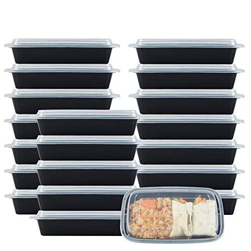 NutriBox 28 OZ 20 value pack] Meal Prep Plastic Food Storage containers 1 compartment with lids- BPA Free Reusable Lunch Bento Box - Microwave, Dishwasher and Freezer Safe, Portion control
