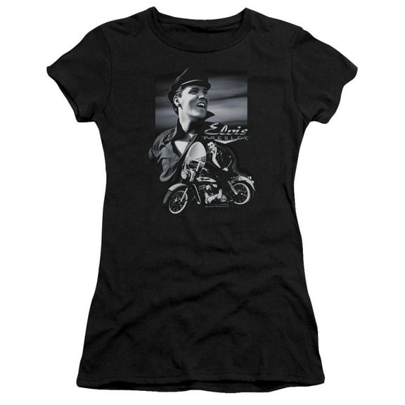 Elvis Presley Motorcycle Premium Junior Women's T-Shirt Black