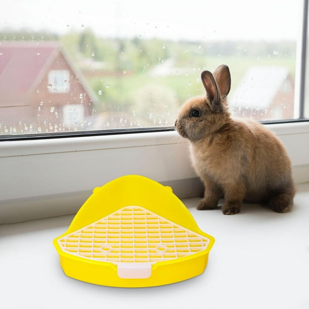 Caja de arena para conejos, bandeja de arena esquinera