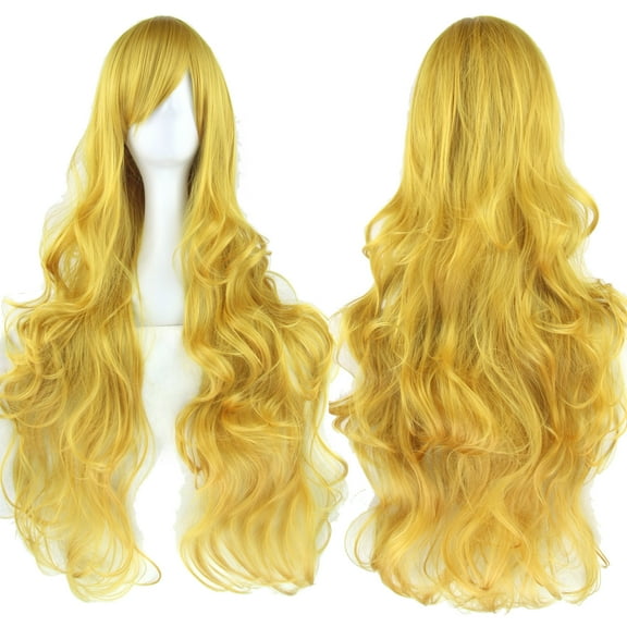 XmhyTop Spiral Curly Long Wig, 32" (80cm) Length, Perfect for Cosplay Costumes, Yellow