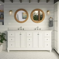 Bella 72" Double Bathroom Vanity with White Cabinet and Engineered Marble Top