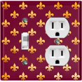 thumbnail image 1 of Metal Light Switch Plate Cover Elegant Yellow Tufted Rose Burgundy Damask DAM082, 1 of 13