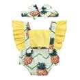 thumbnail image 1 of Ensemble Barboteuse Dos Nu à Manches Volantées avec Bandeau pour Bébé Fille à Imprimé Pineapple, 1 of 6