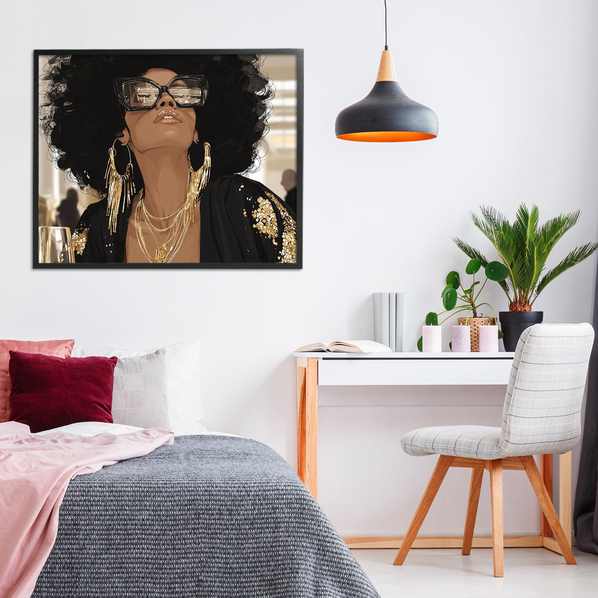 Stupell Industries Full Of Confidence Beautiful Woman Black Framed Giclee Art, design by Franklyn Gregory