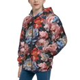 thumbnail image 2 of Pofeuu Rose Flowers Print Teenage Zipper Hoodie Sweatshirts Hooded Casual Jackets With Pocket For Boys Girls-Medium, 2 of 6